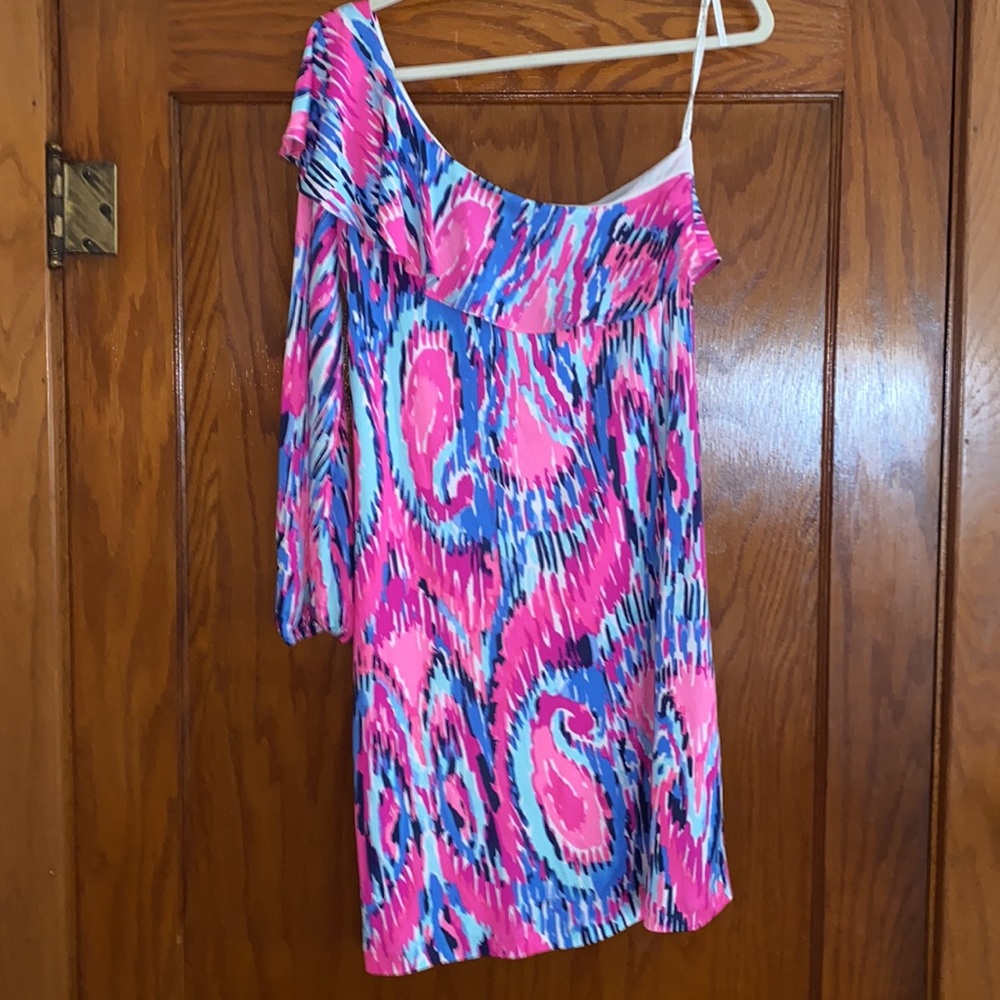 NWOT Lilly Pulitzer One-Shoulder Amante Silk Dress - Picture 4 of 10
